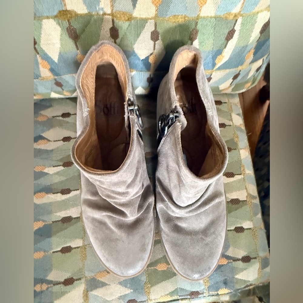 Sofft taupe leather suede wedge boots sz 7 - Picture 2 of 6